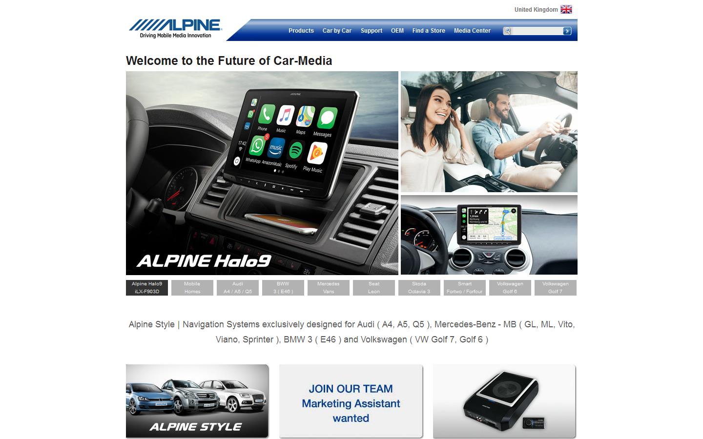 Alpine Electronics of UK Ltd Website