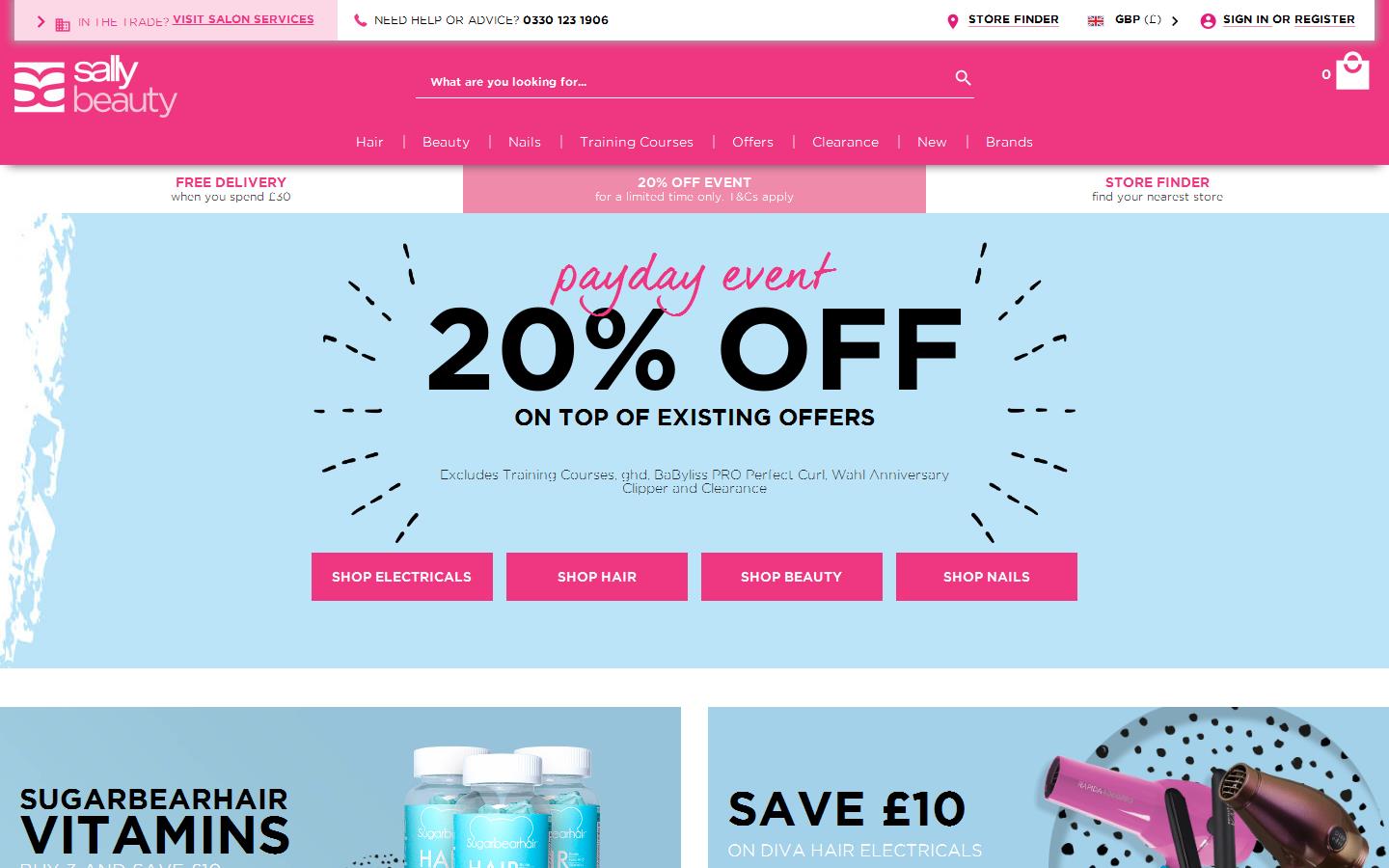 Sally Hair & Beauty Supplies Website