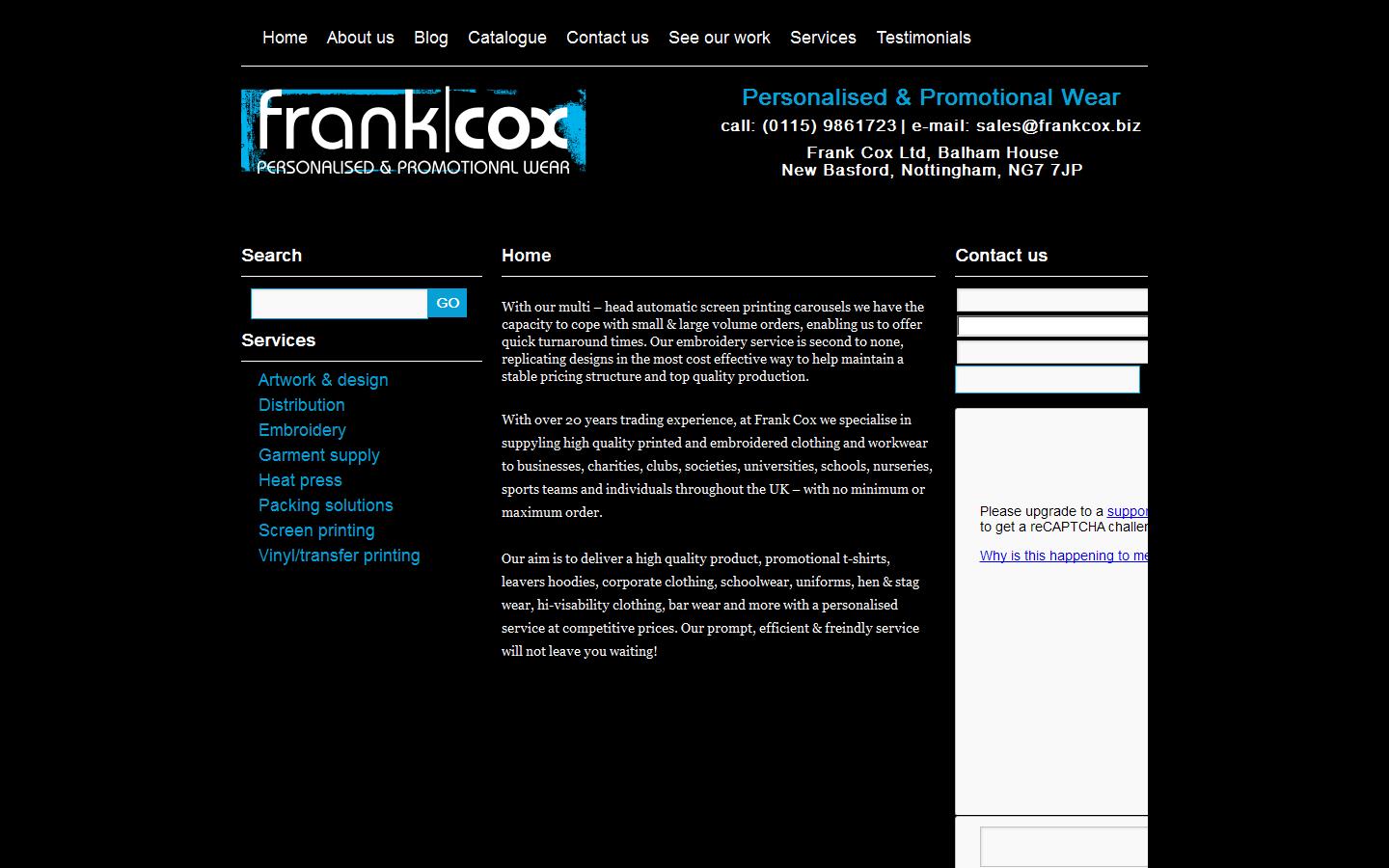 Frank Cox Ltd Website