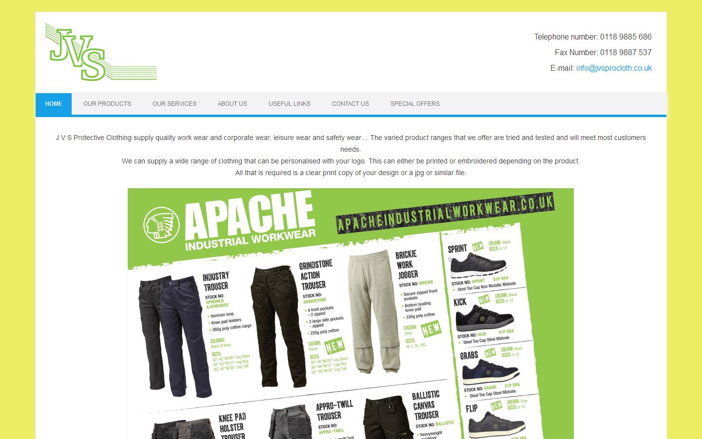 J V S Protective Clothing Website