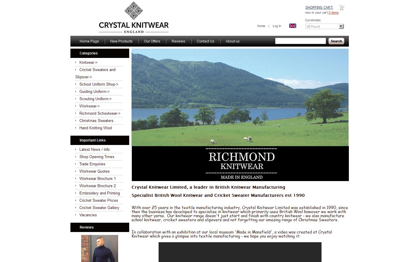 Crystal Knitwear Website