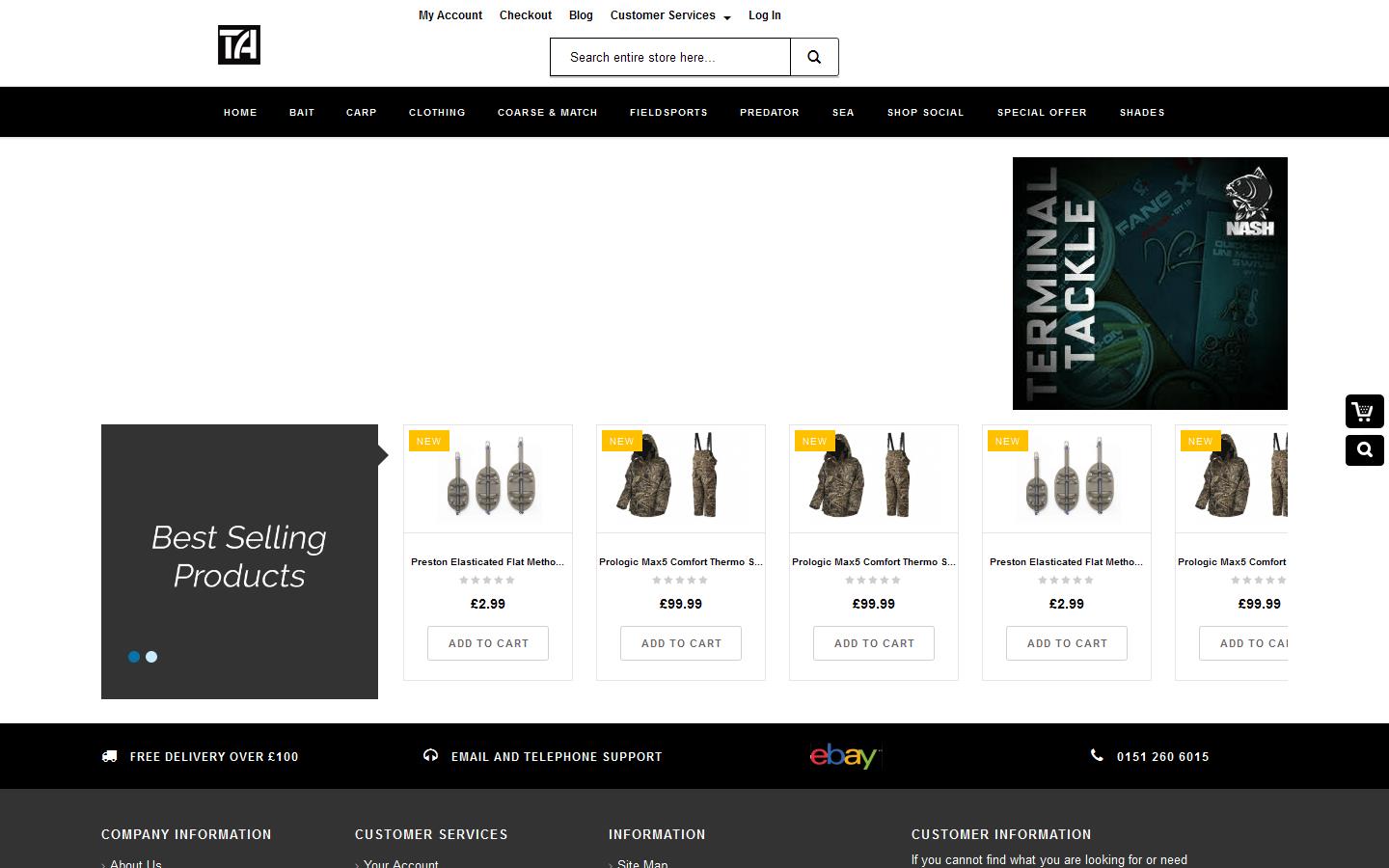 Taskers Angling Ltd Website