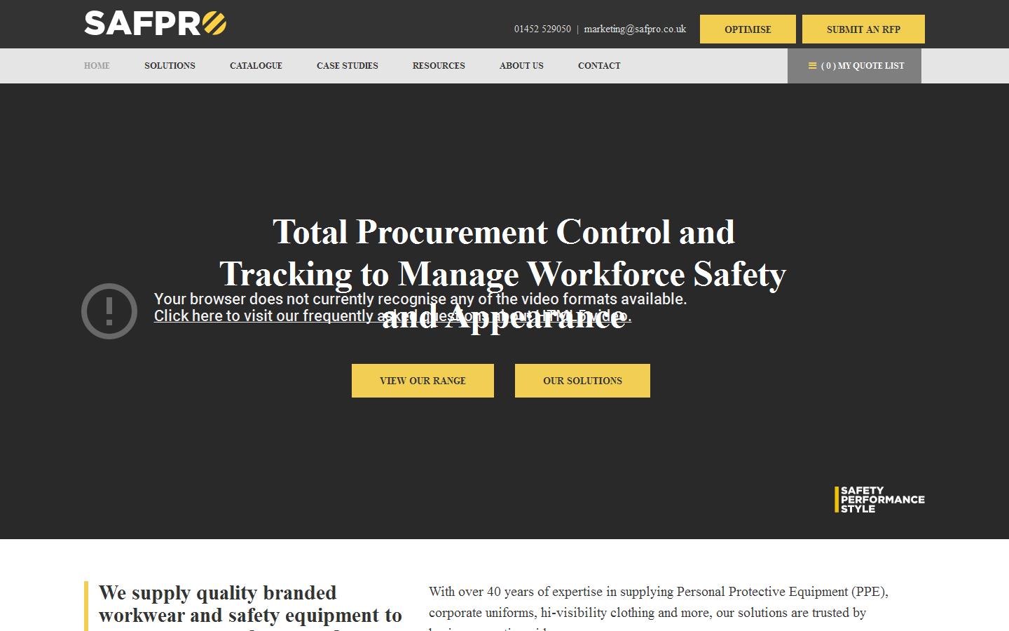 Safpro Industrial Supply Co. Website