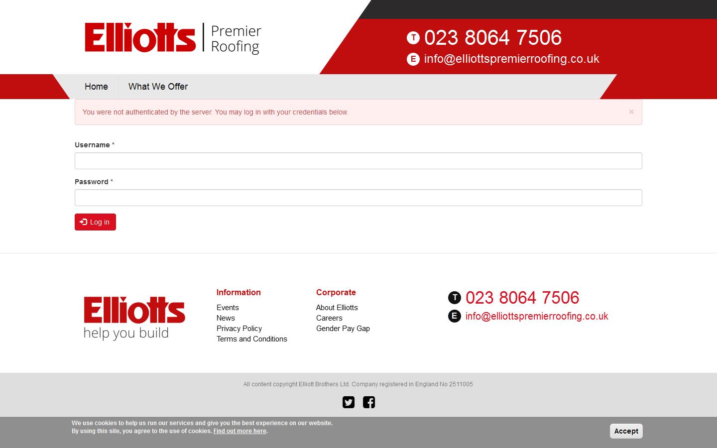 Elliotts Premier Roofing Ltd Website
