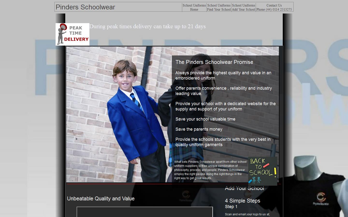 Pinders Schoolwear Website