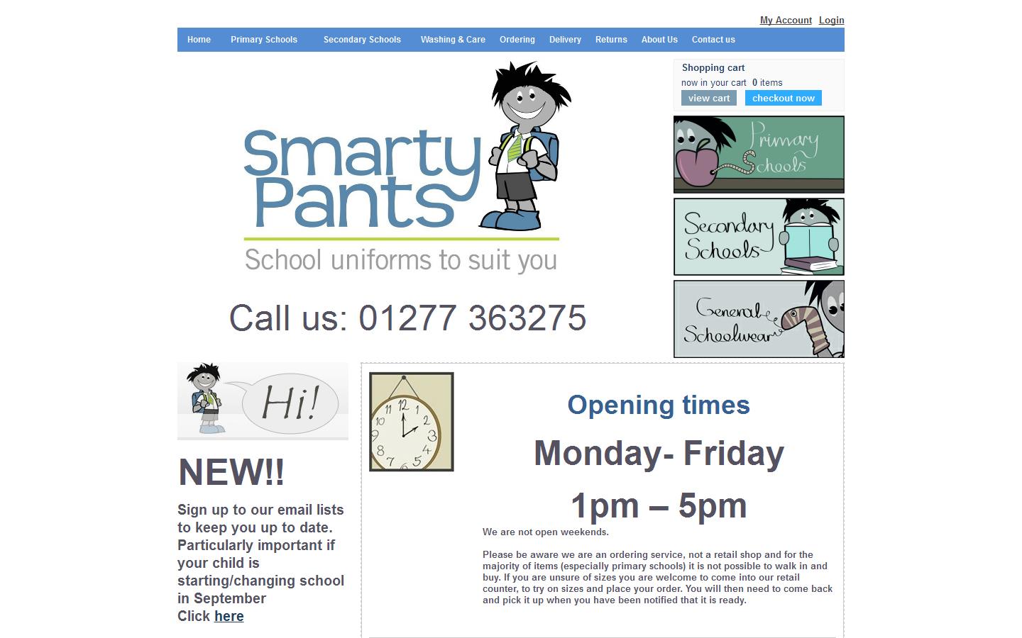 Smarty Pants Schoolwear Website