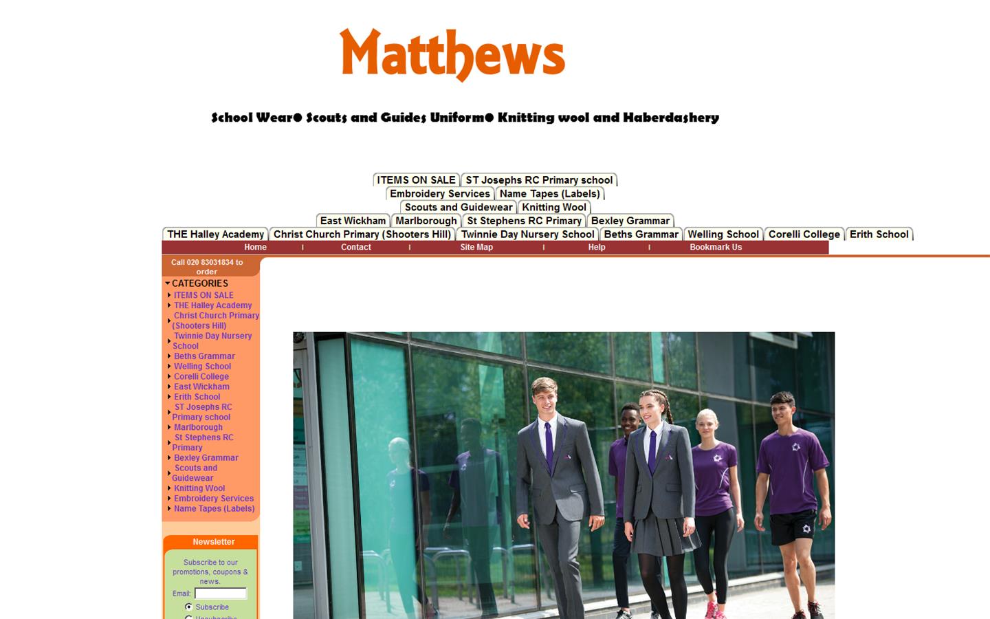 Matthews Schoolwear Website