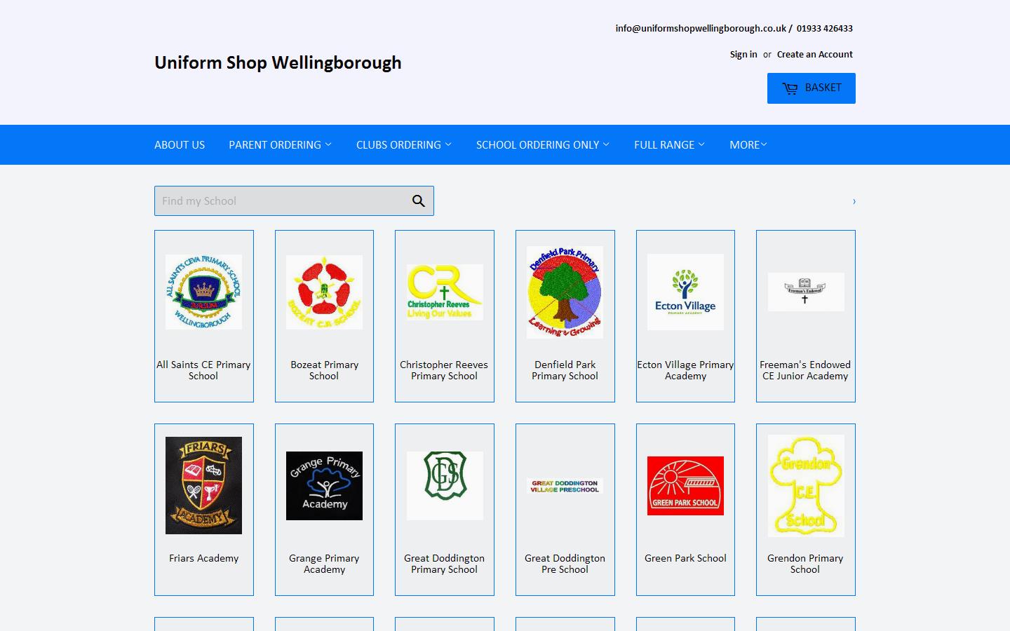 Uniform Shop Wellingborough Website