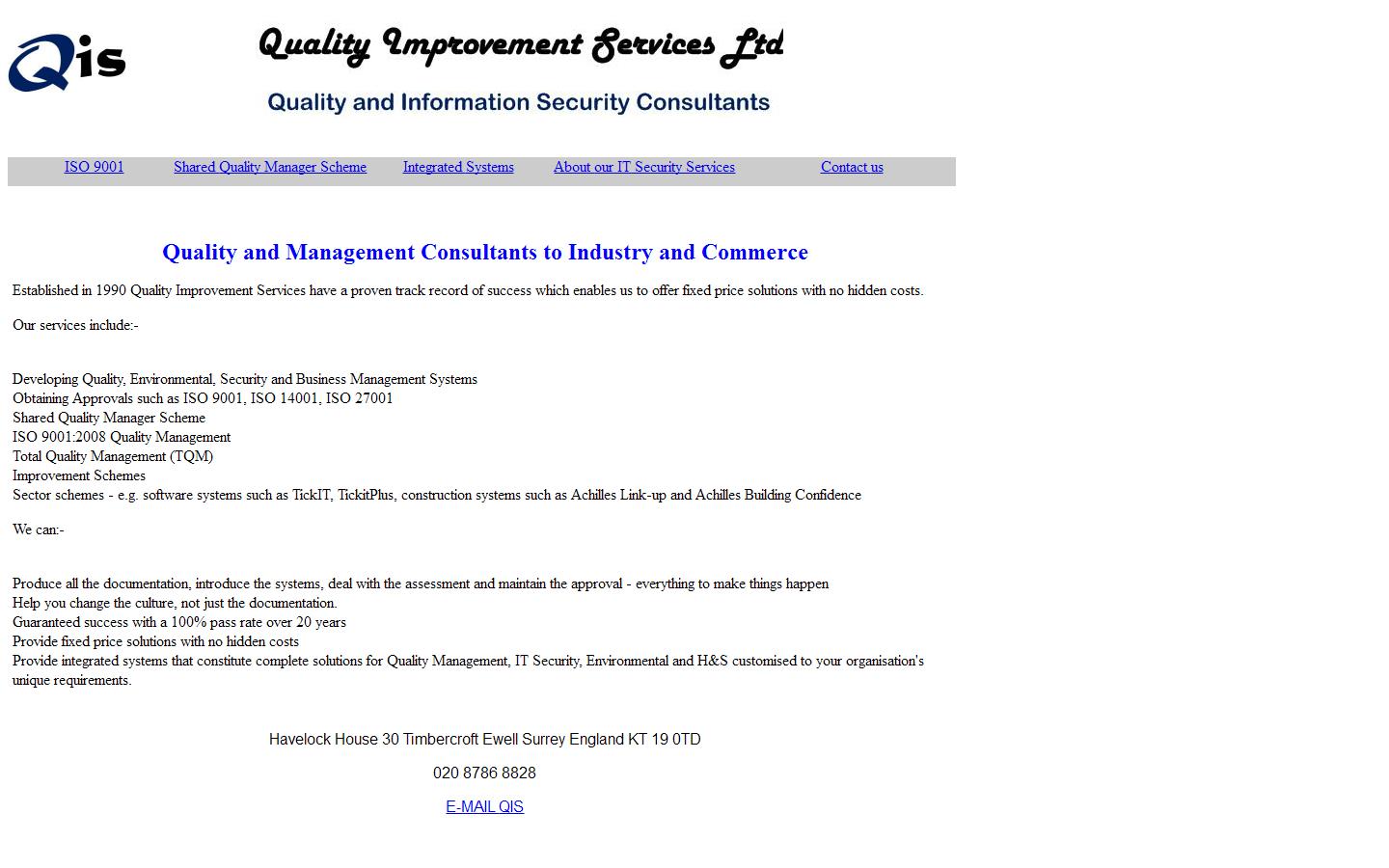 Quality Improvement Services Ltd Website