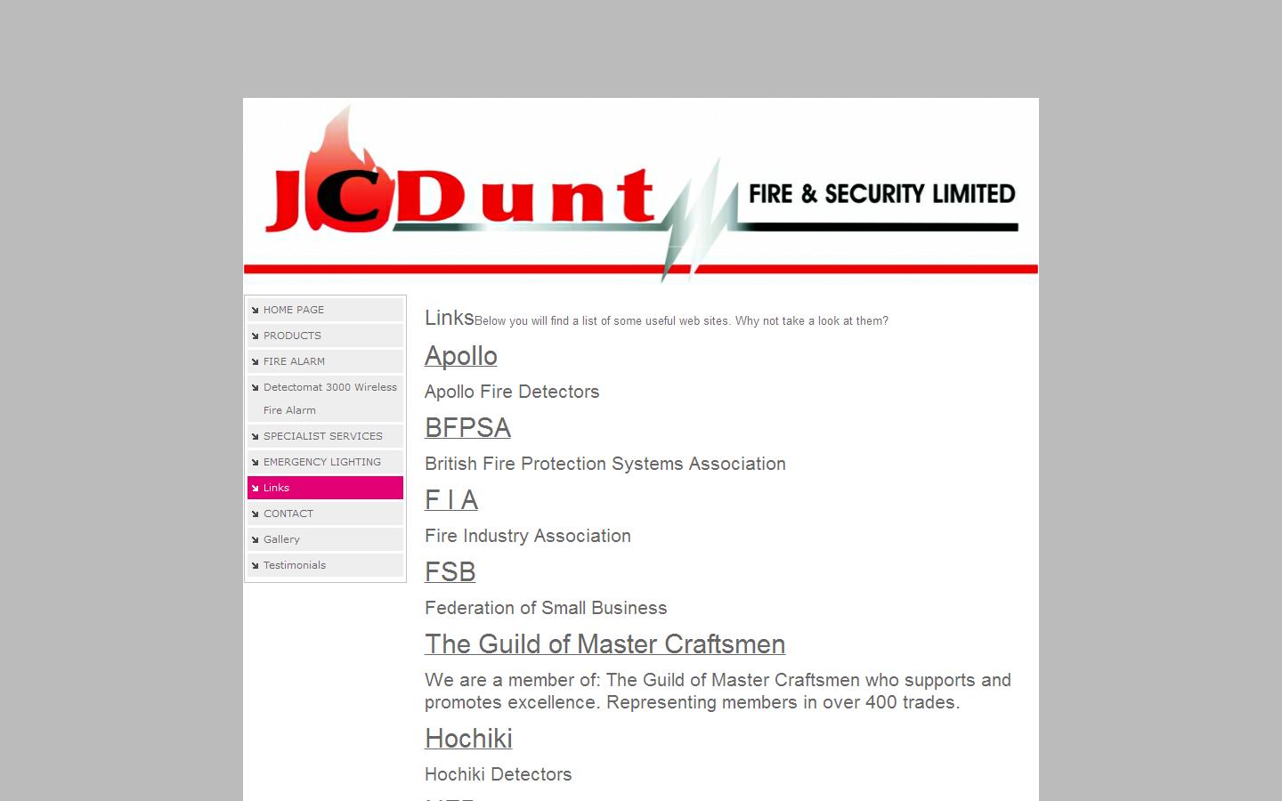 J C Dunt Fire & Security Ltd Website