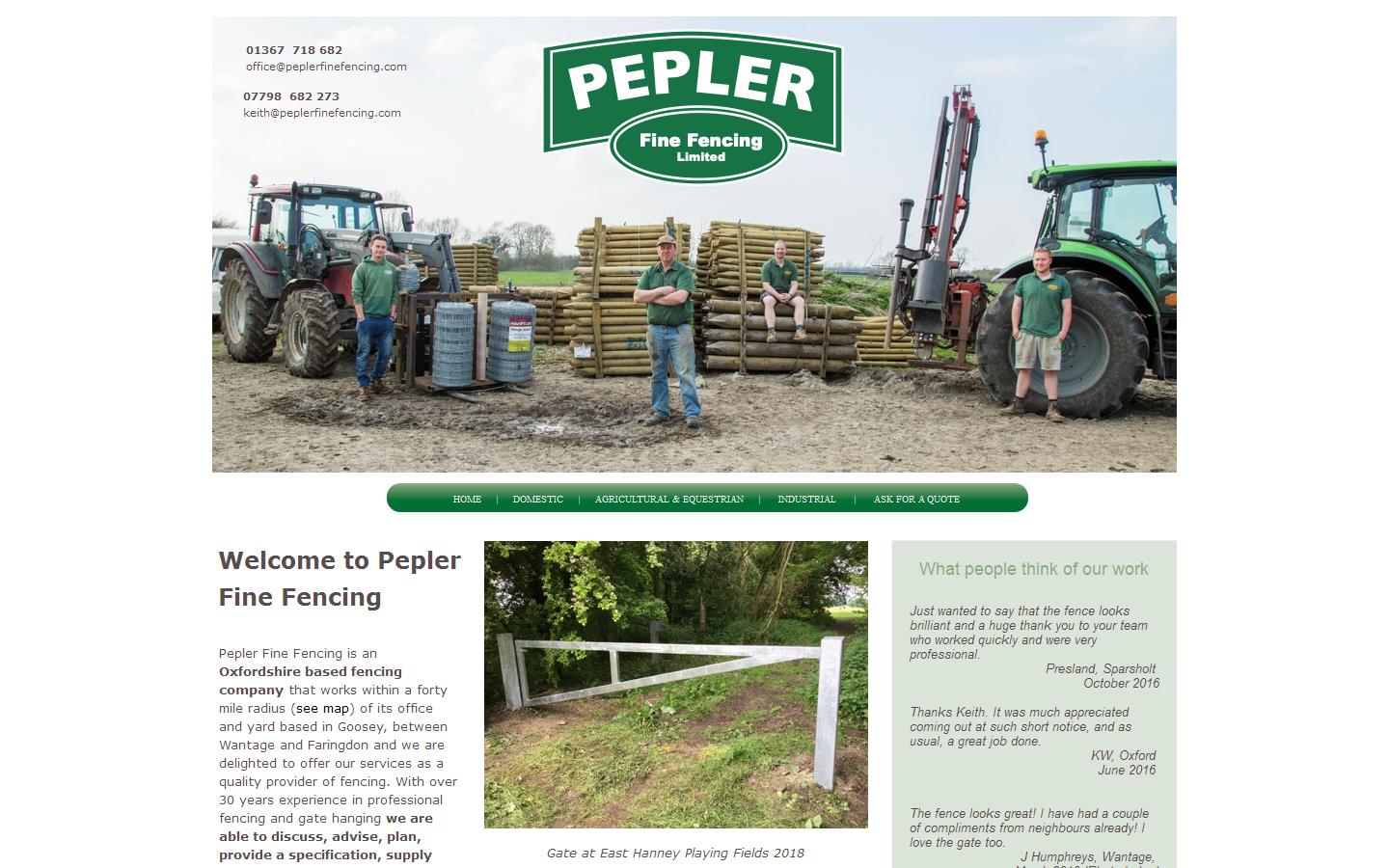 Pepler Fine Fencing Ltd Website