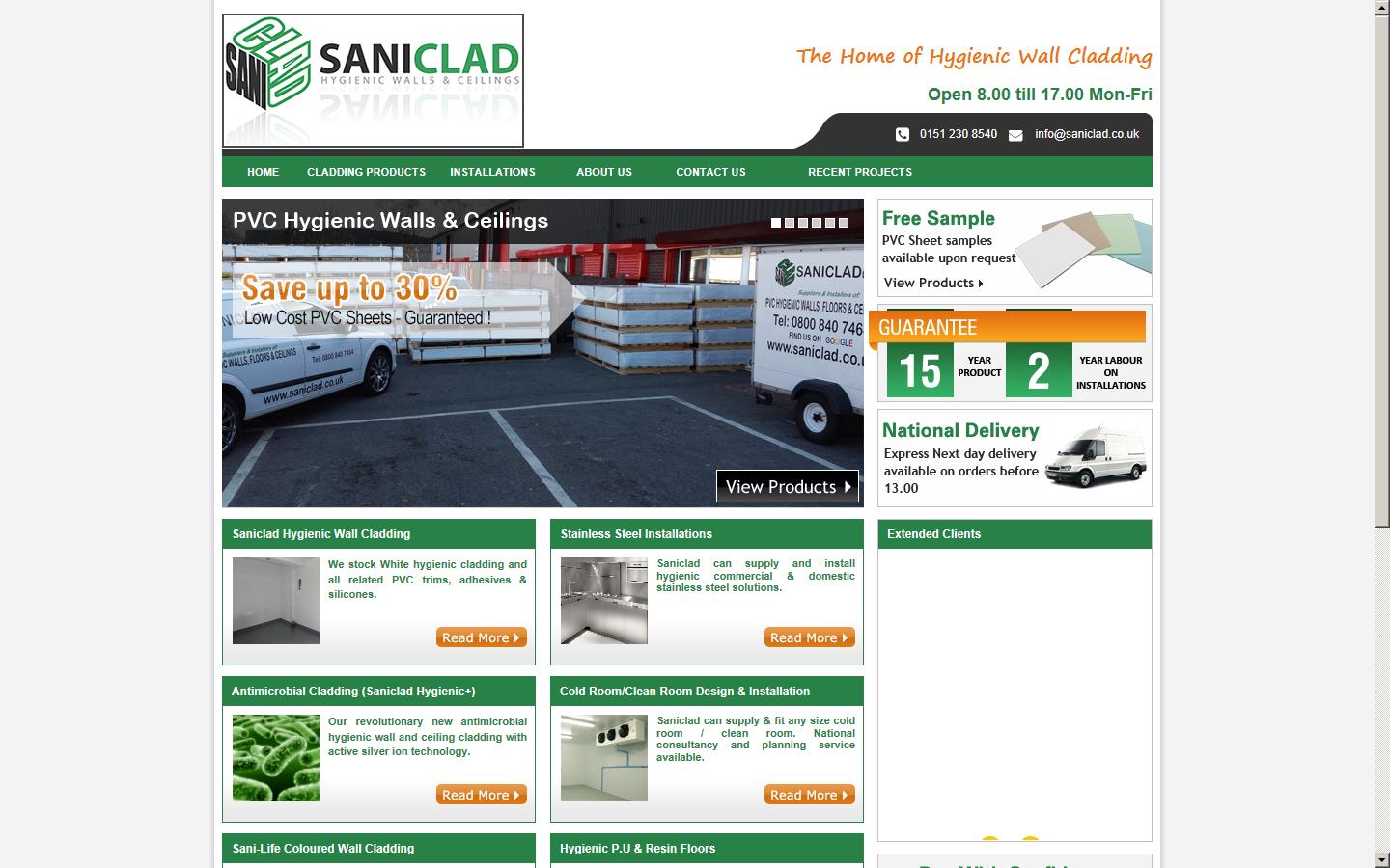 Sani-Clad Hygienic Walls & Celings Ltd Website