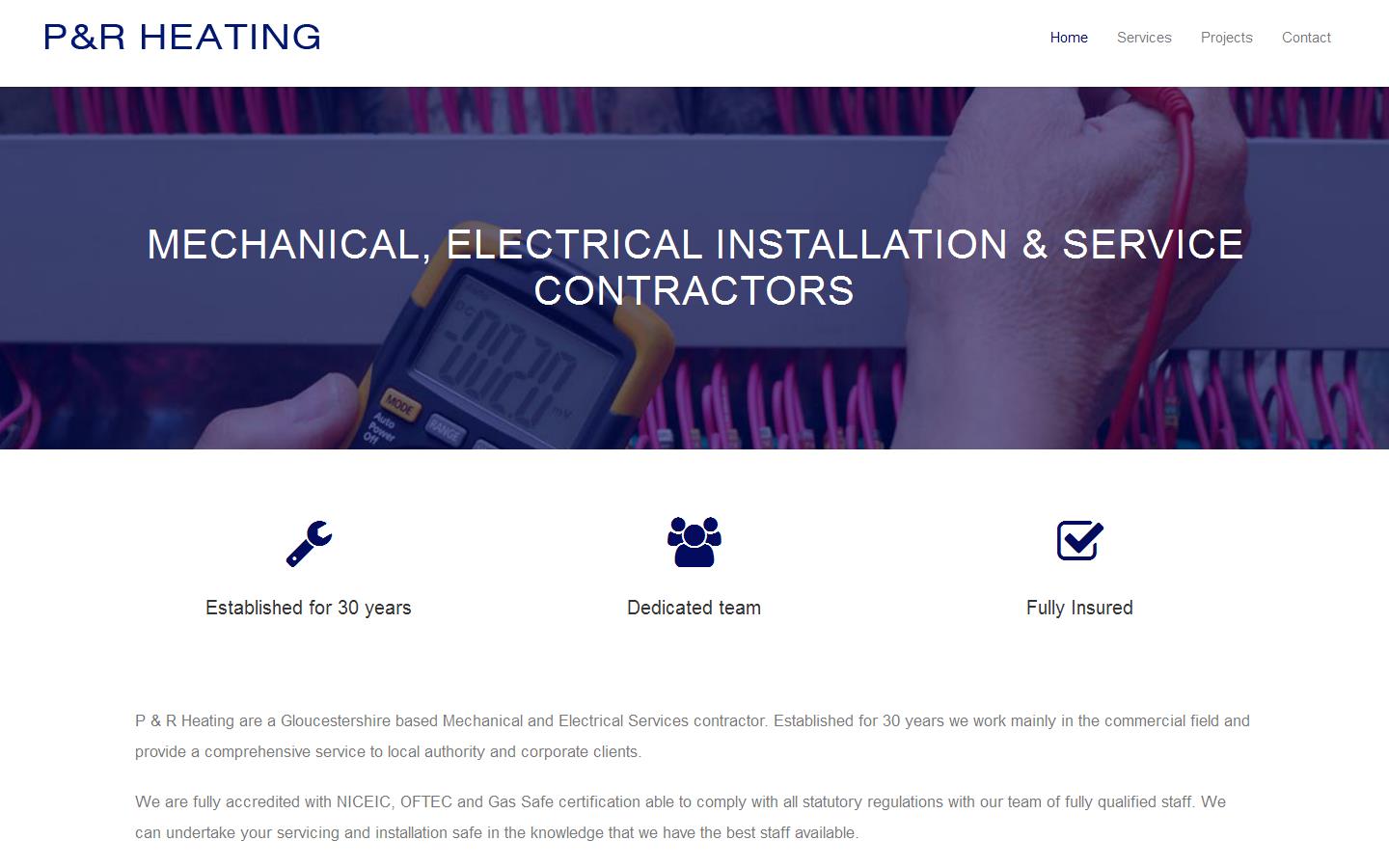 P & R Heating Ltd Website