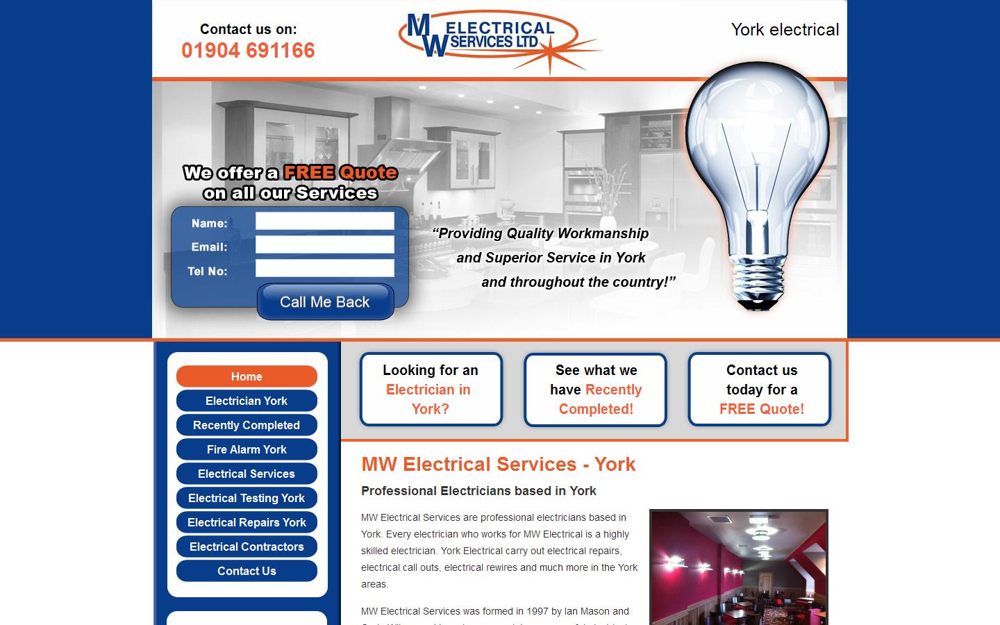 M W Electrical Services Website
