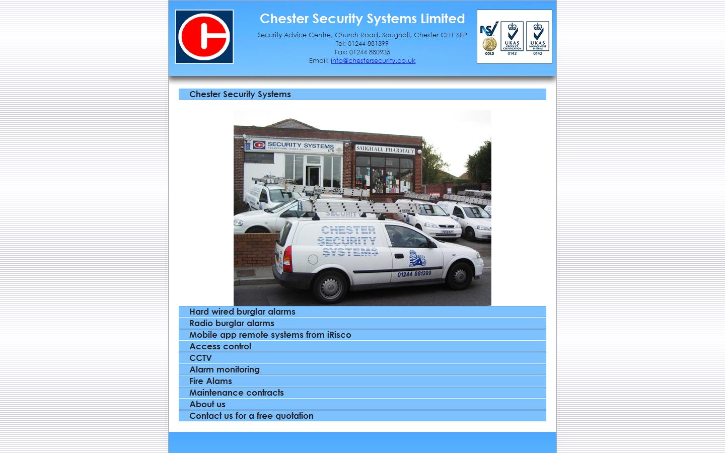 Chester Security Systems Ltd Website
