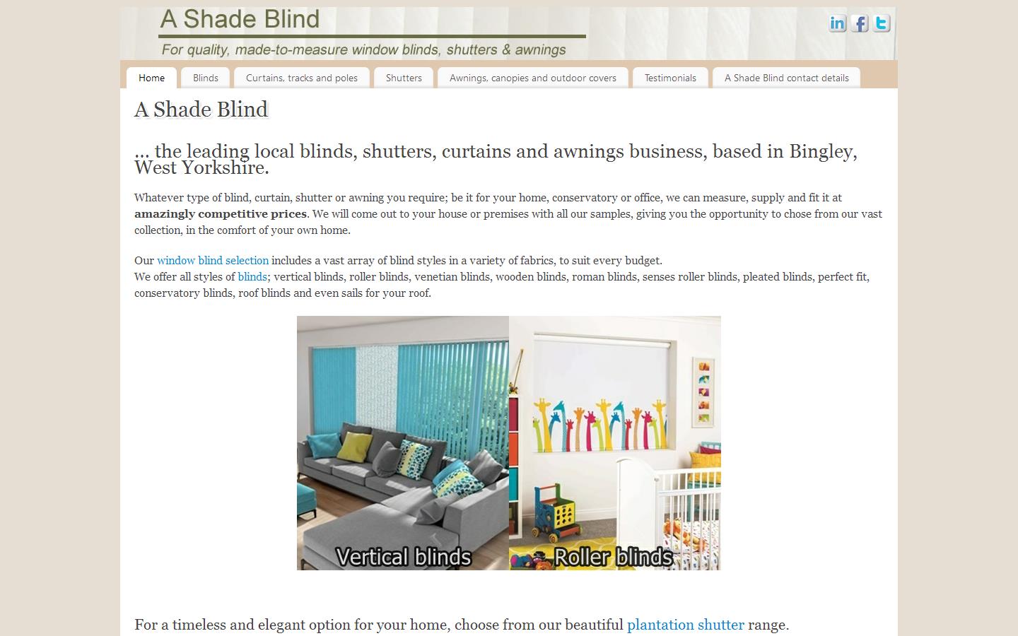 A Shade Blind Website