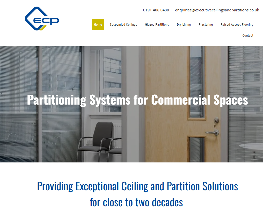 Executive Ceiling & Partitions Ltd Website