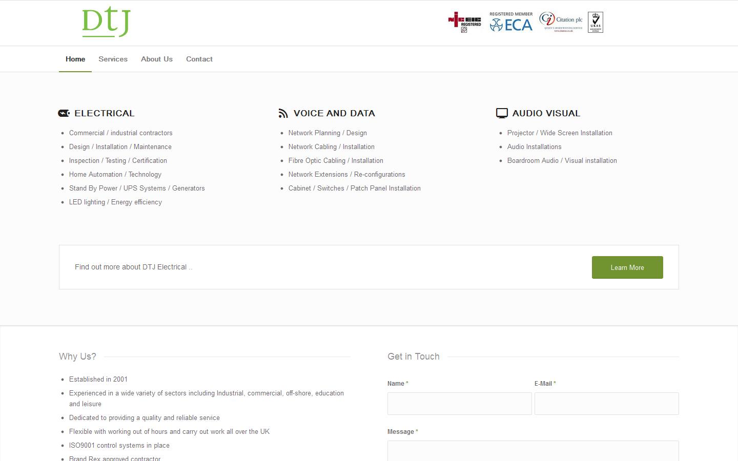 D T J Electrical Ltd Website