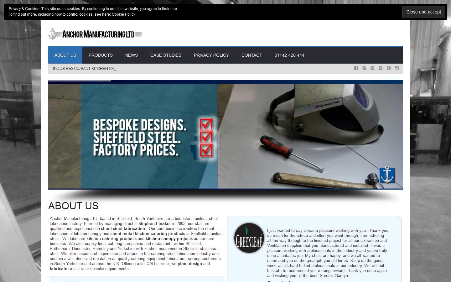 Anchor Manufacturing Ltd Website