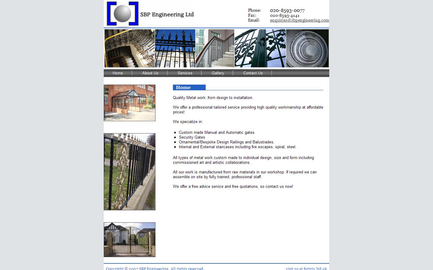 S B P Engineering Ltd Website