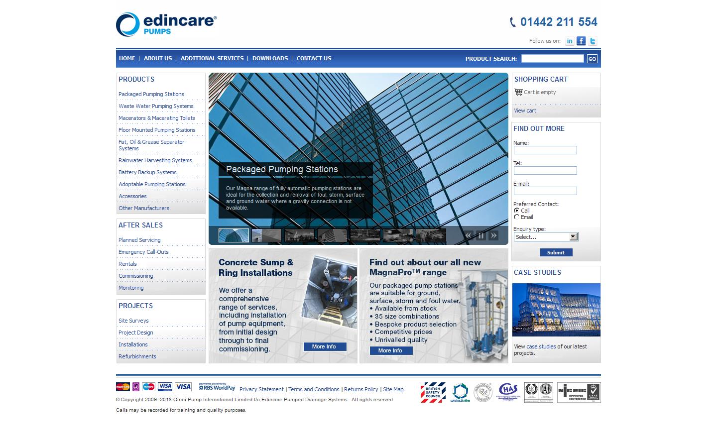 Edincare Pumped Drainage Systems Website