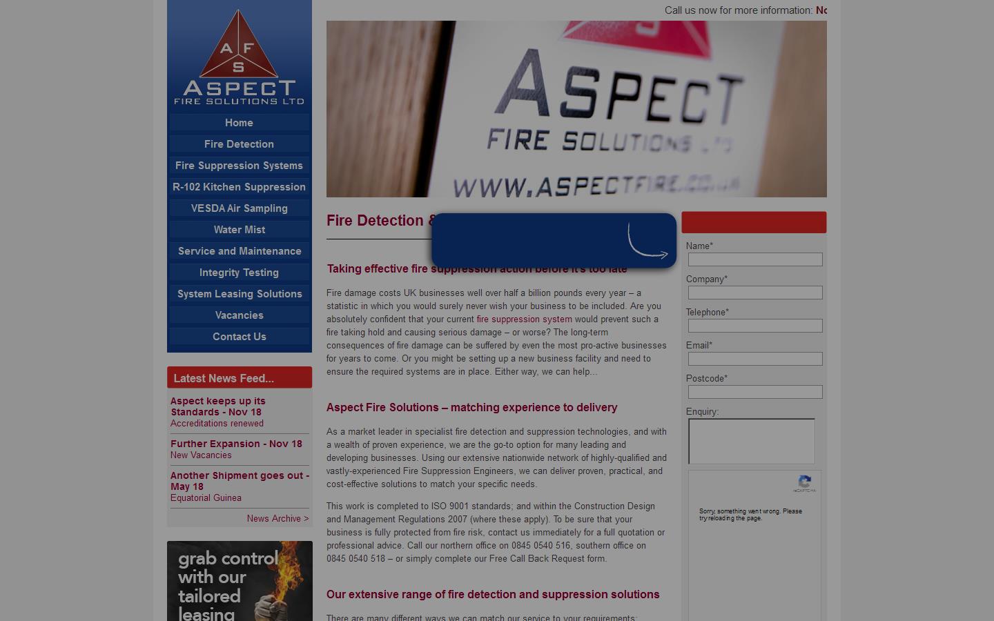 Aspect Fire Solutions Ltd Website
