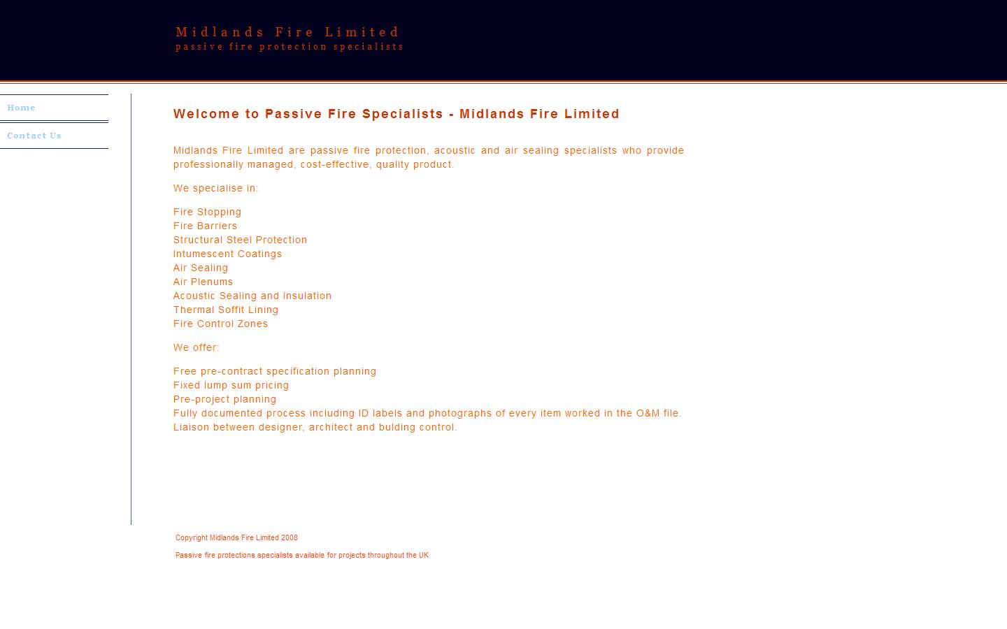 Midlands Fire Ltd Website