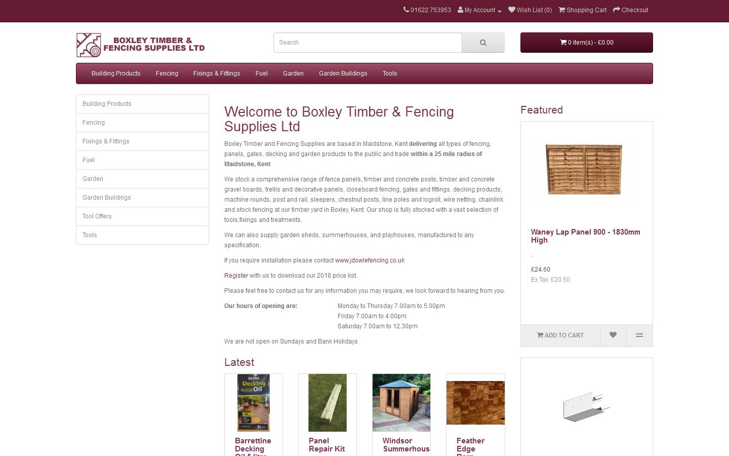 Boxley Timber & Fencing Supplies Ltd Website