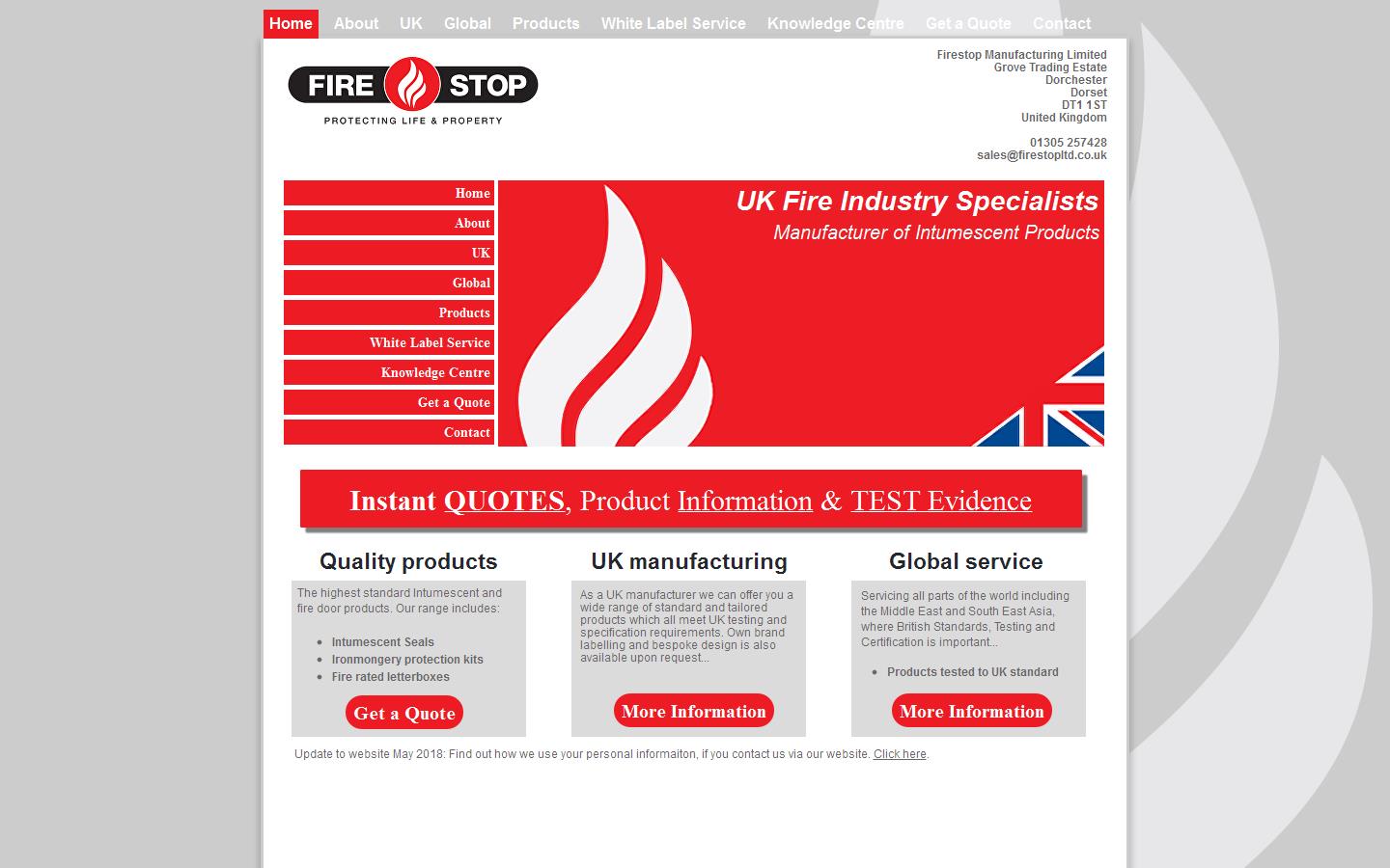 Firestop Manufacturing Ltd Website