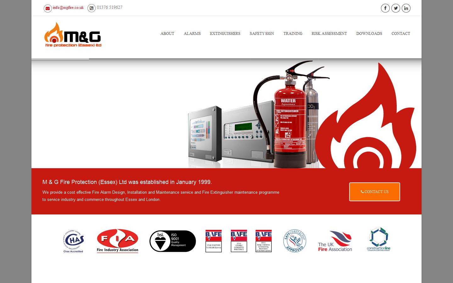 M & G Fire Protection Essex Ltd Website