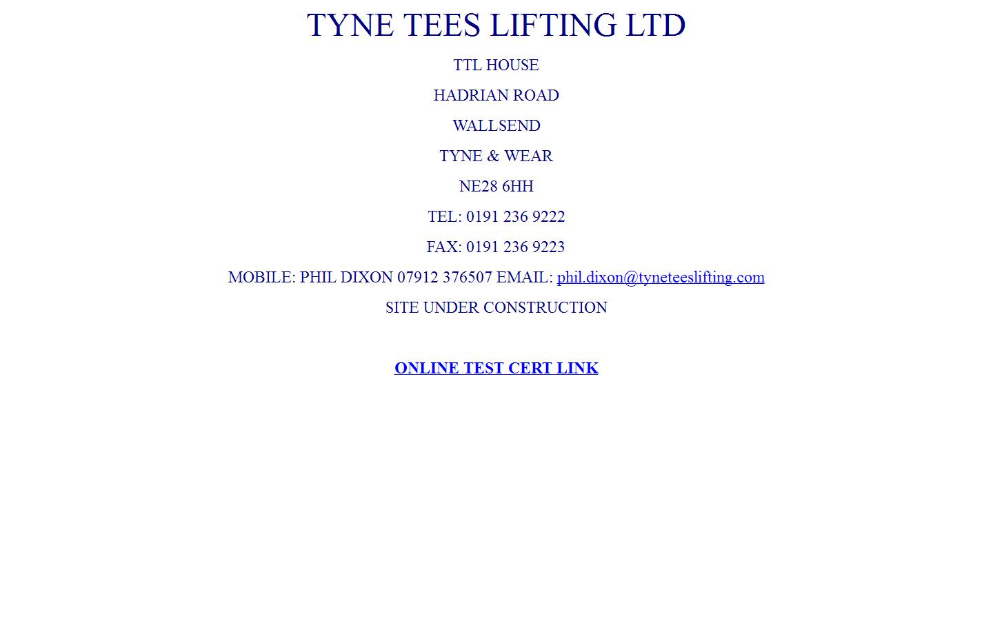 Tyne Tees Lifting Ltd Website