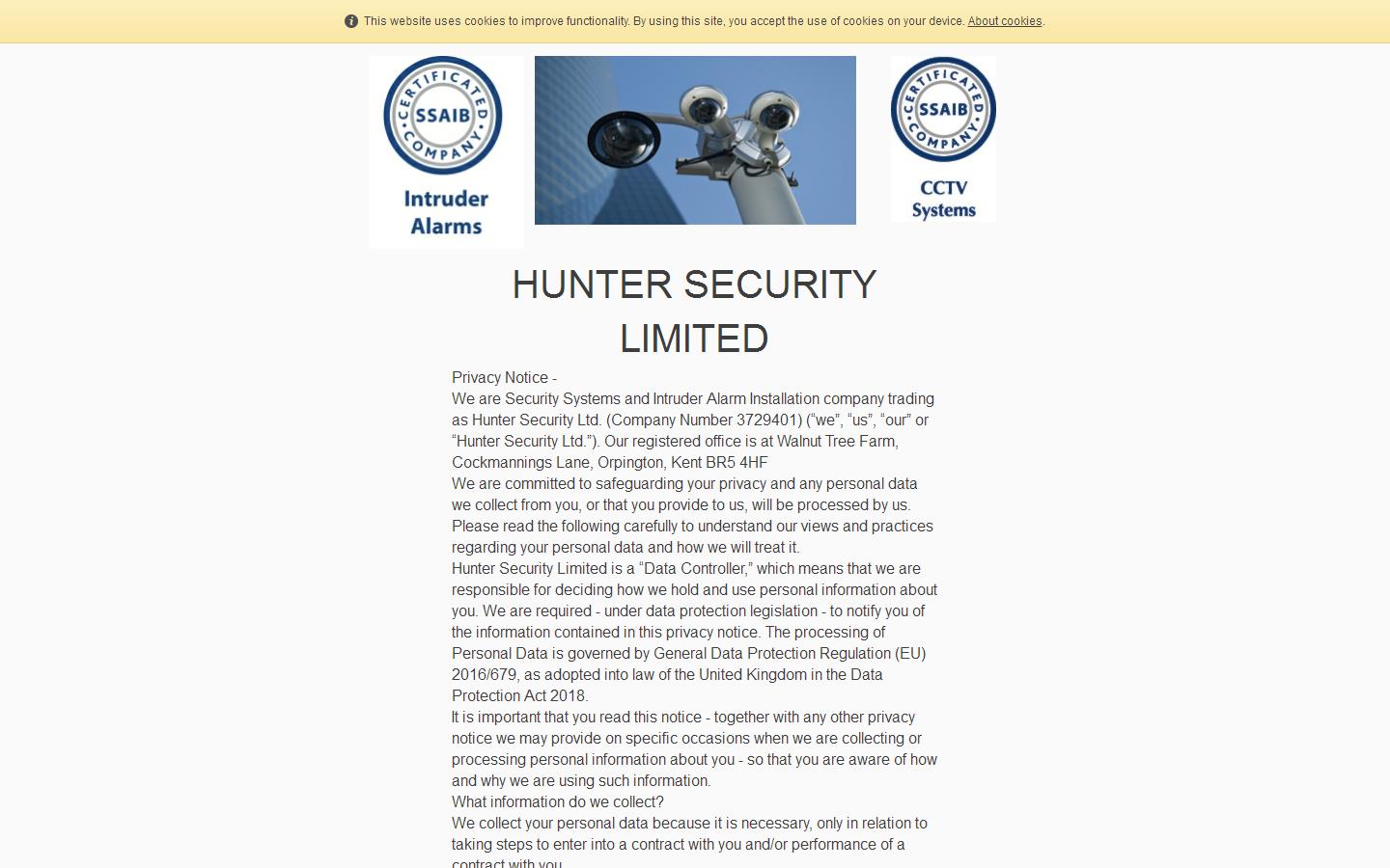 Hunter Security Ltd Website