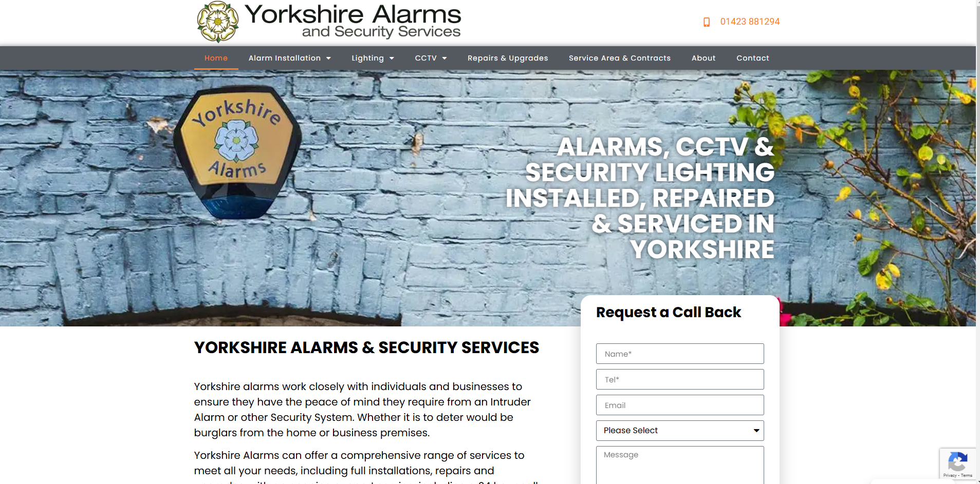 Yorkshire Alarms & Security Services Website