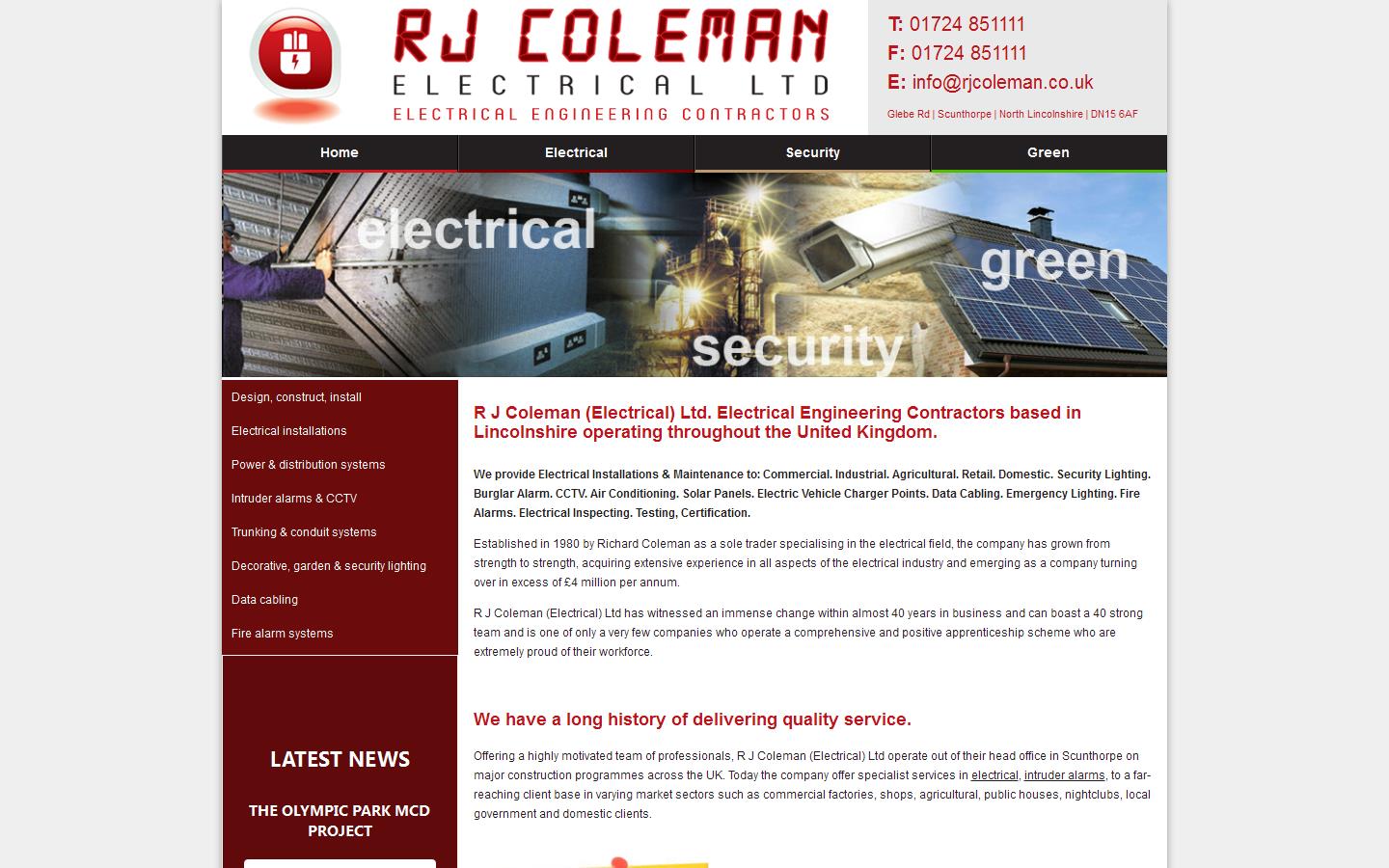 R J Coleman Electrical Ltd Website