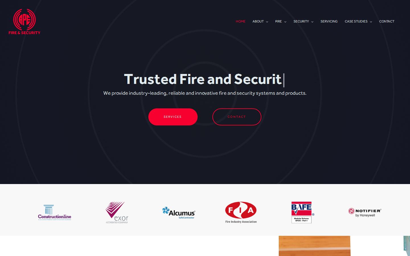 A P E Fire & Security Ltd Website