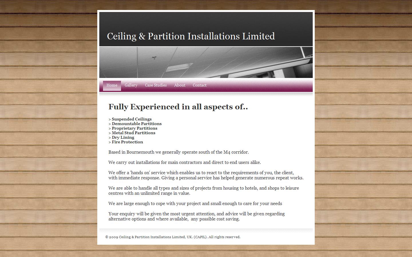 Ceiling & Partition Installation Ltd Website
