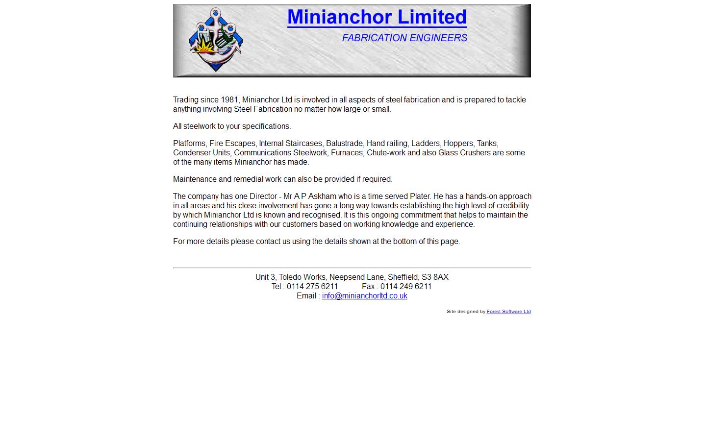 Minianchor Ltd Website