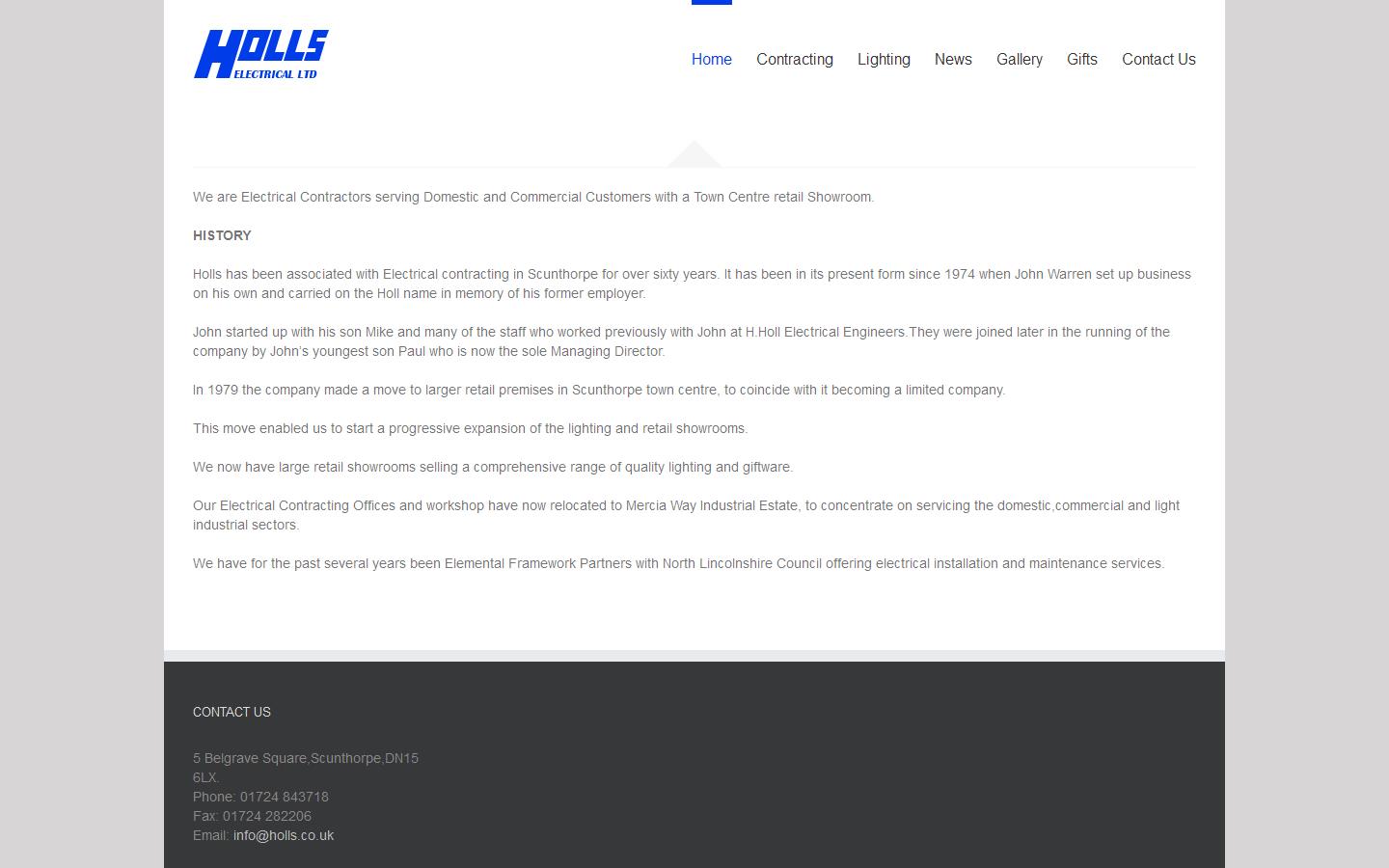 Holls Electrical Ltd Website