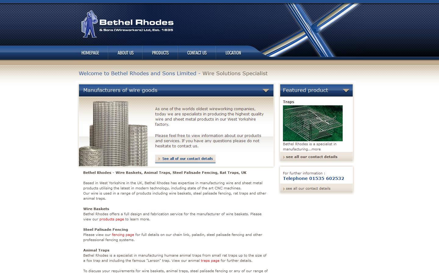 Bethel Rhodes & Sons Wireworkers Ltd Website