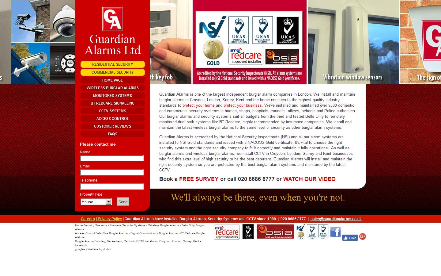 Guardian Alarms Ltd Website