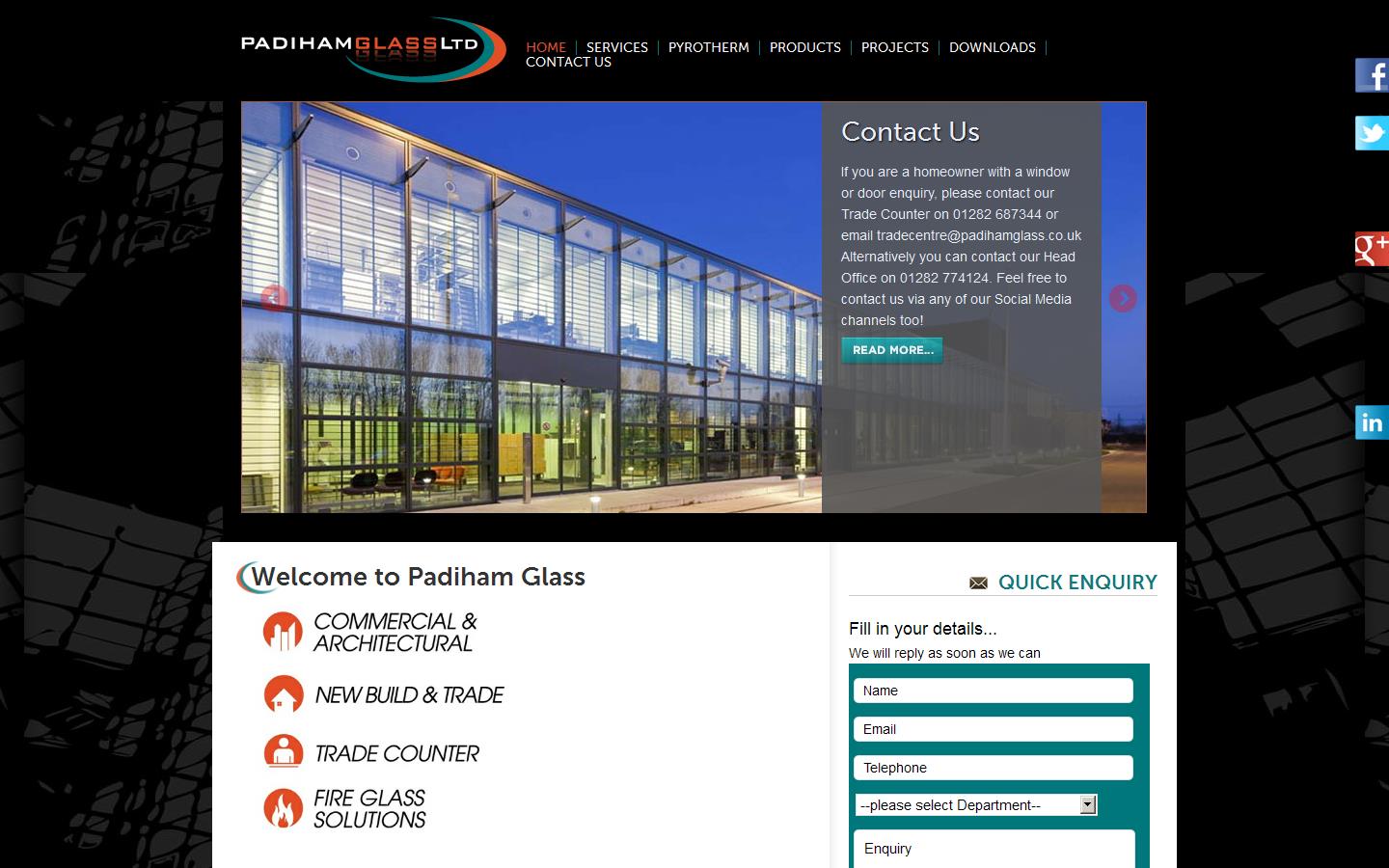 Padiham Glass Ltd Website