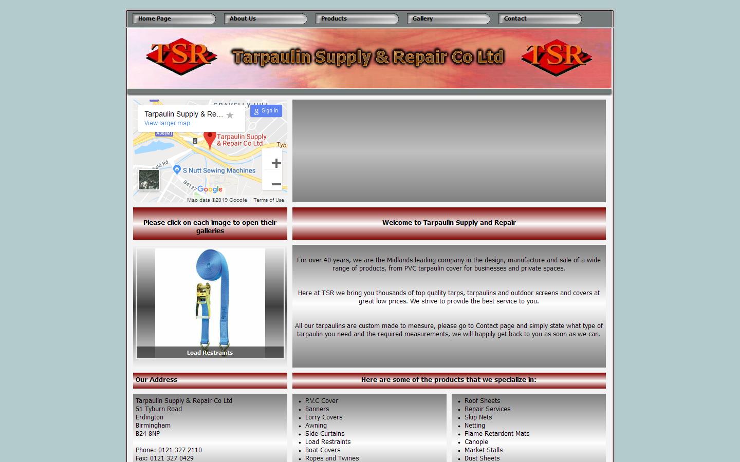 Tarpaulin Supply & Repair Co. Ltd Website