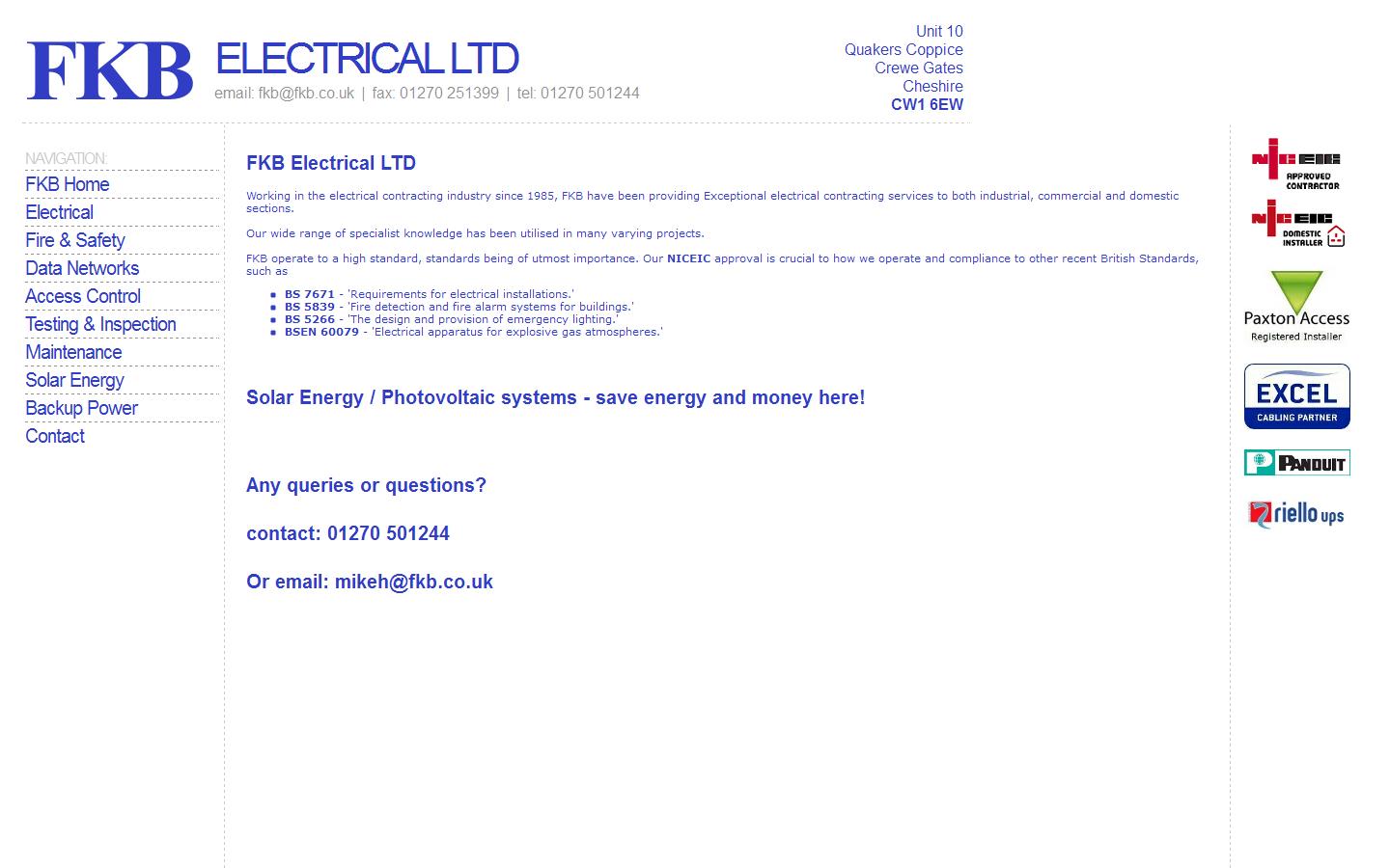 F K B Electrical Ltd Website