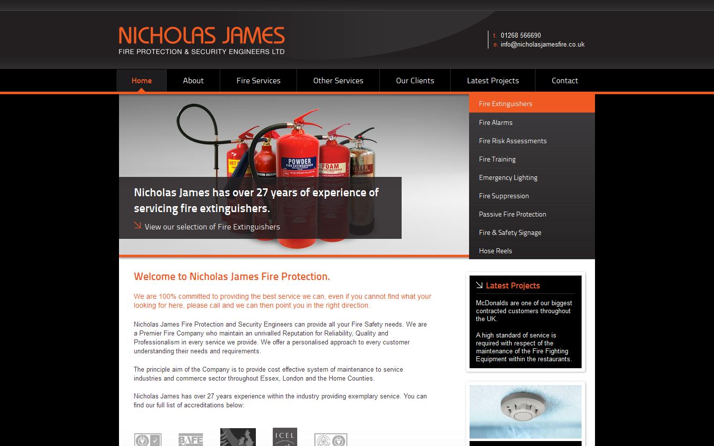 Nicholas James Fire Protection & Security Engineers Ltd Website