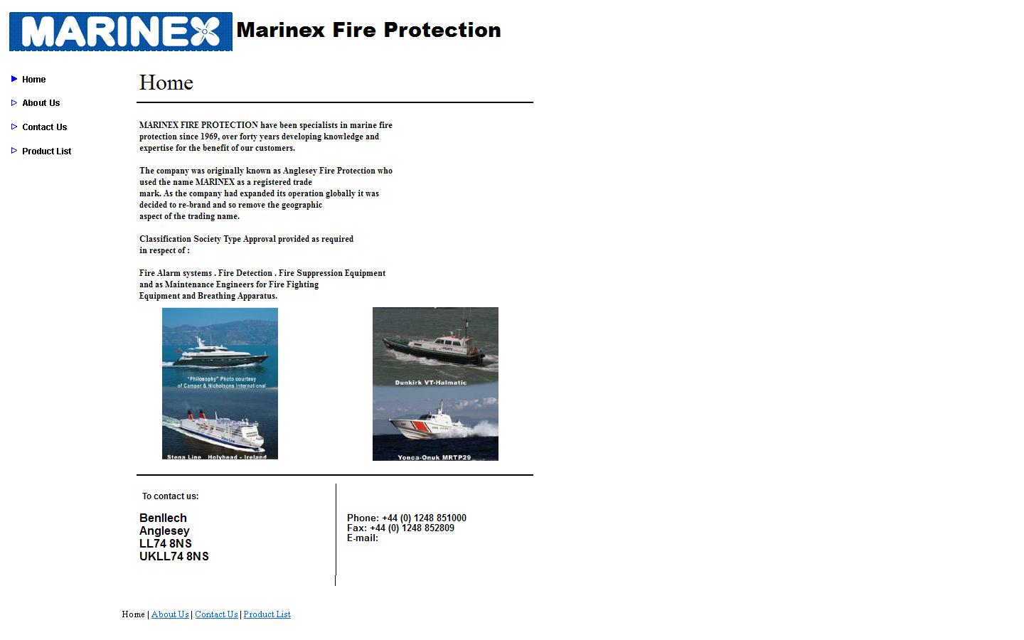 Marinex Fire Protection Website