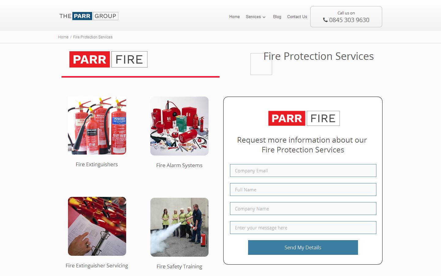 Parr Fire Protection Services Website