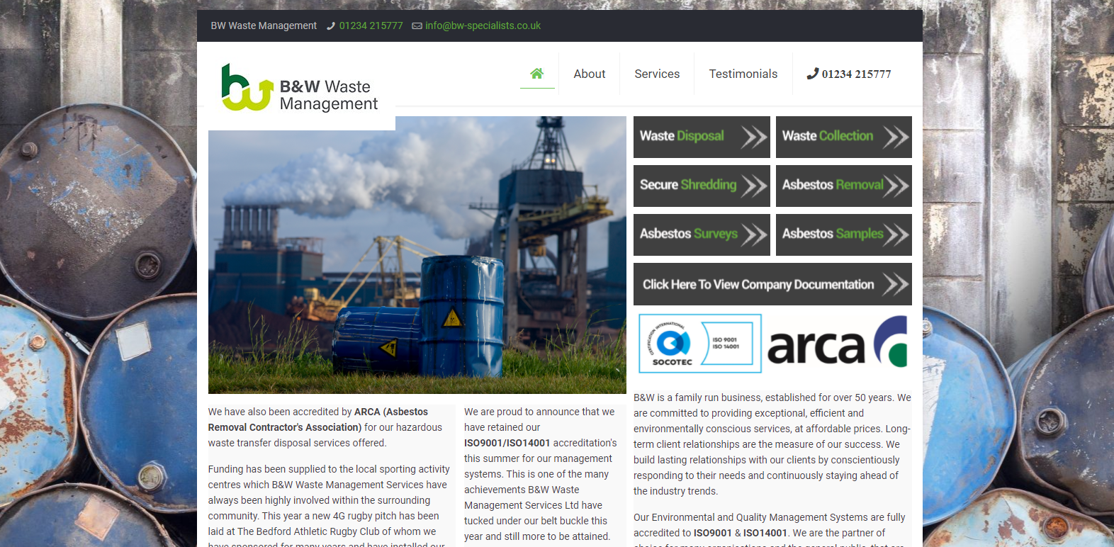 B & W Waste Management Services Ltd Website