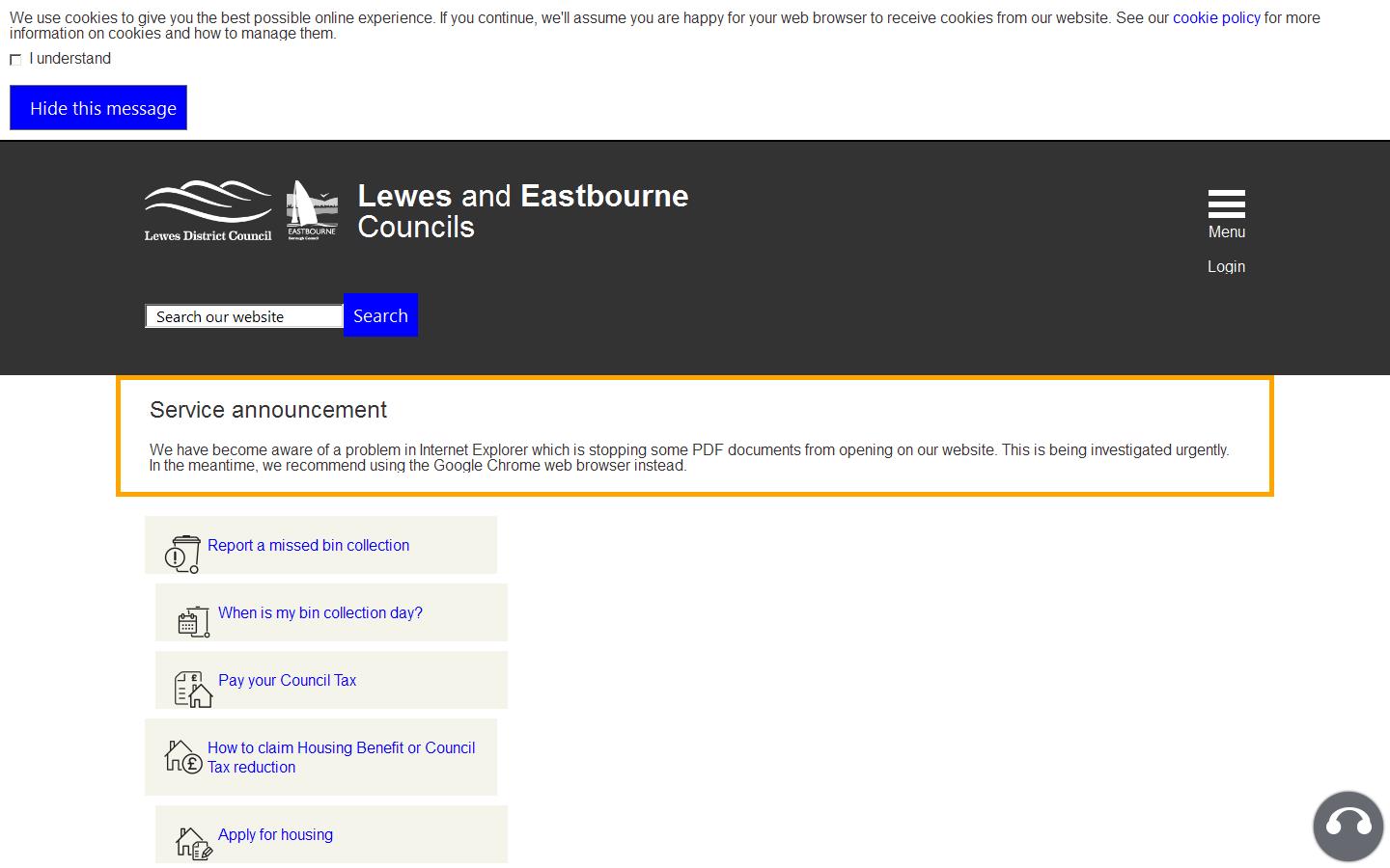 Eastbourne Borough Council Website