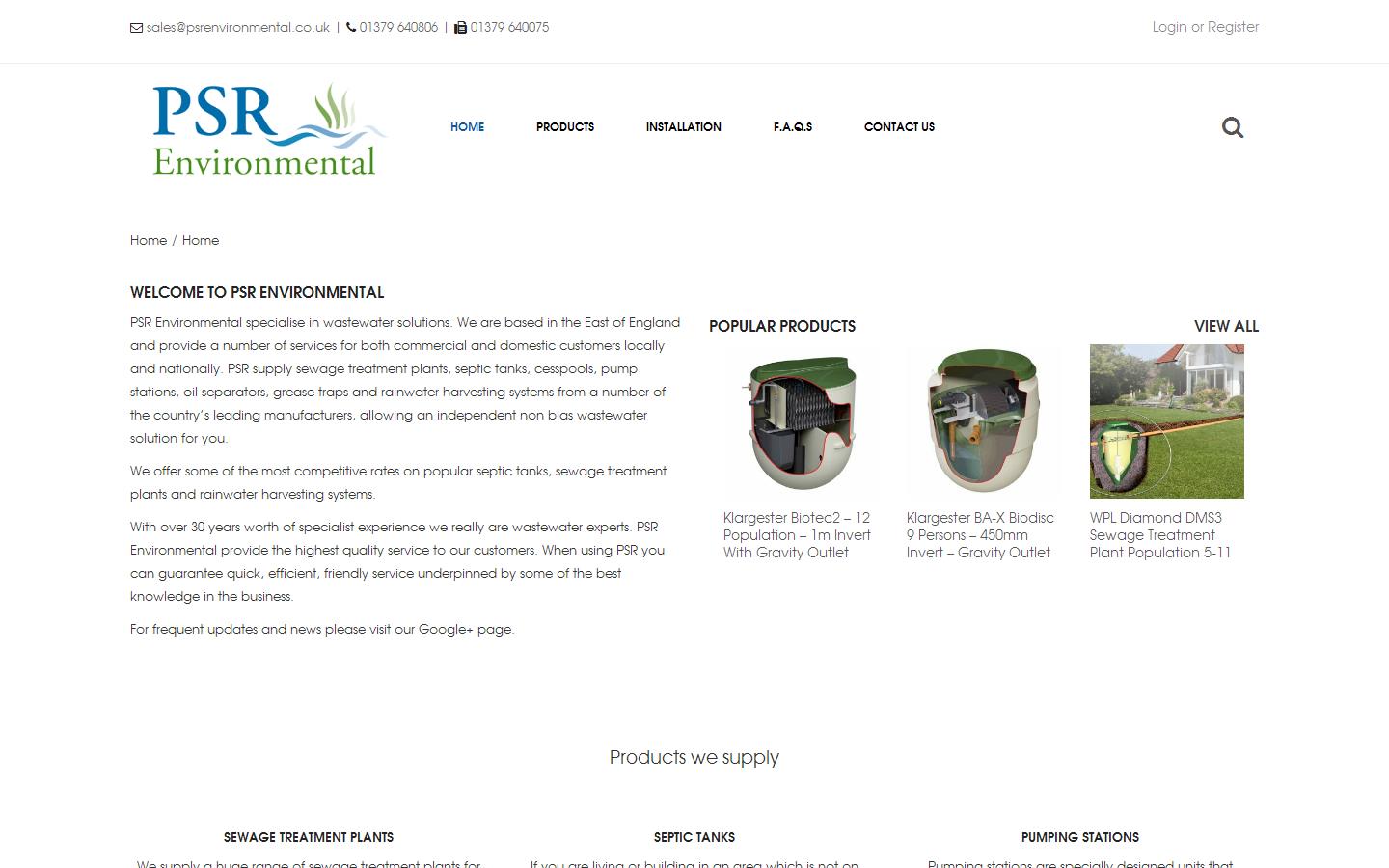 P S R Environmental Ltd Website
