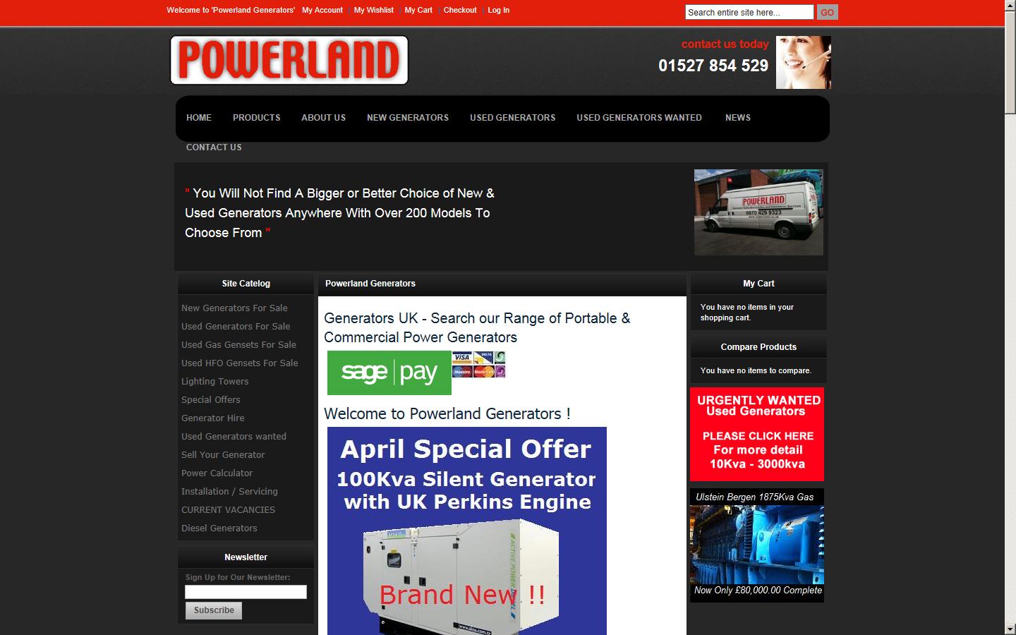 Powerland Generators Website